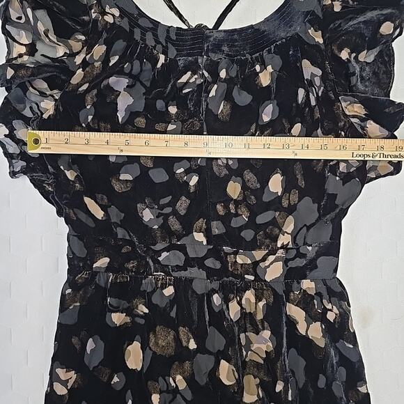 Caara Womens Velvet Burnout Flutter Maxi Dress XL Whimsigoth Fairy Grunge Black - Picture 9 of 10